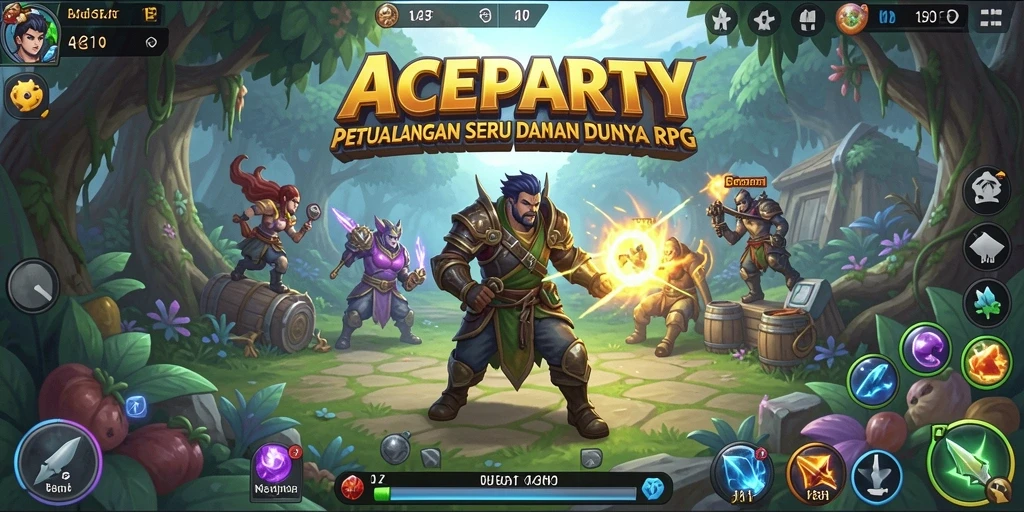 Tangkapan layar utama gameplay ACEPARTY yang menampilkan aksi RPG seru.