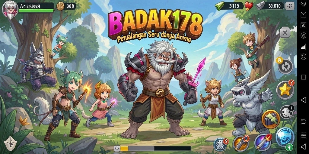 Tangkapan layar utama BADAK178 menampilkan aksi keren dalam gameplay Anime.