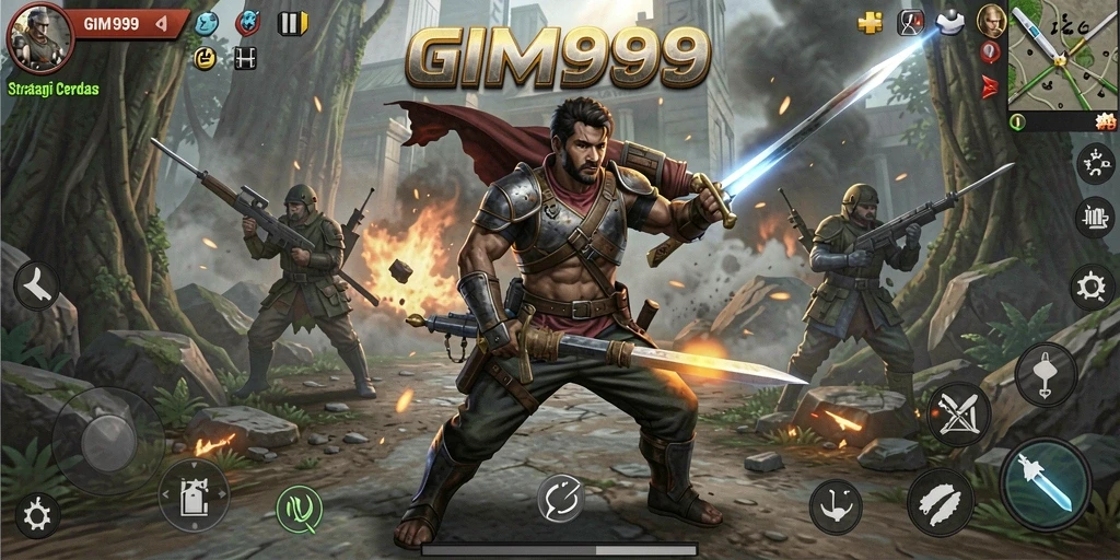 Tampilan gameplay GIM999 yang menegangkan dan penuh strategi.