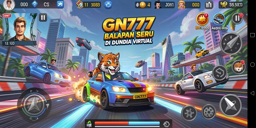 Screenshot gameplay GN777 yang menampilkan aksi balapan seru.