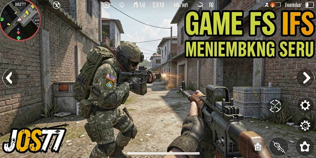 Tampilan gameplay menarik dari JOS77 yang menunjukkan aksi FPS intens.