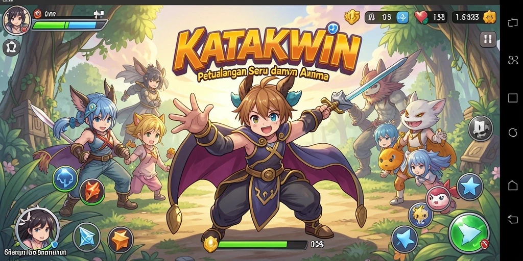 Screenshot KATAKWIN menampilkan aksi seru dalam dunia anime.