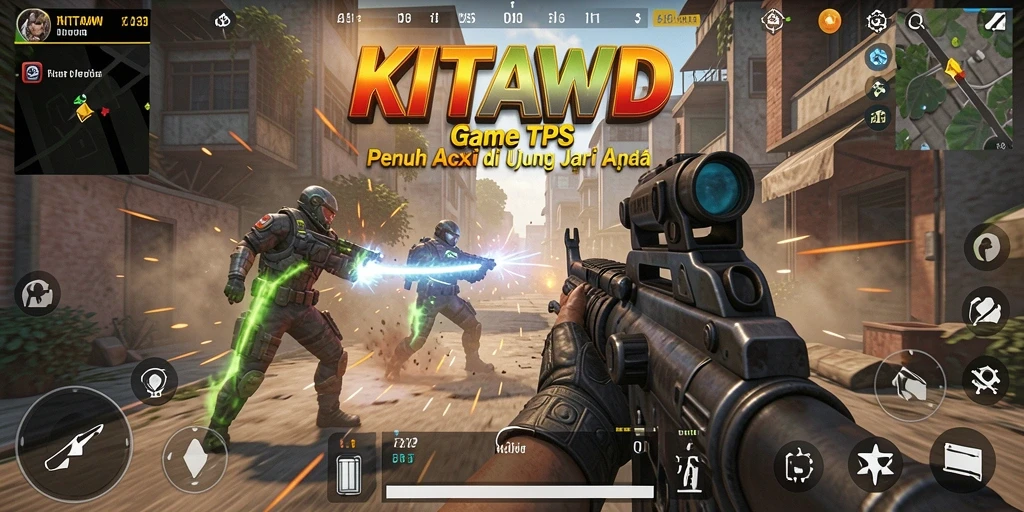 Tangkapan layar gameplay KITAWD menampilkan aksi seru dalam pertempuran TPS.