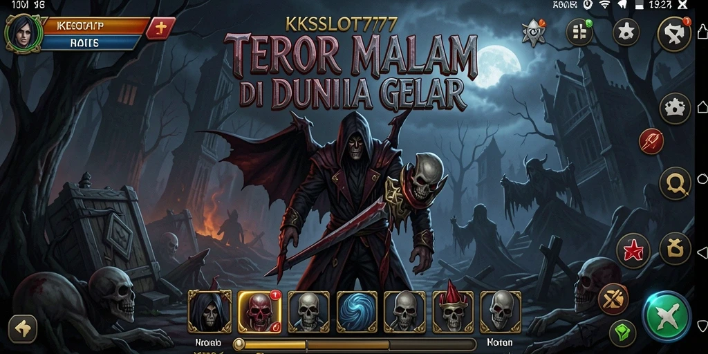 Tangkapan layar gameplay KKSLOT777 menunjukkan momen menyeramkan saat menjelajahi dunia gelap.