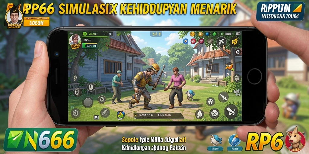 Screenshot gameplay RP66 menampilkan karakter sedang berinteraksi dalam lingkungan simulasi.