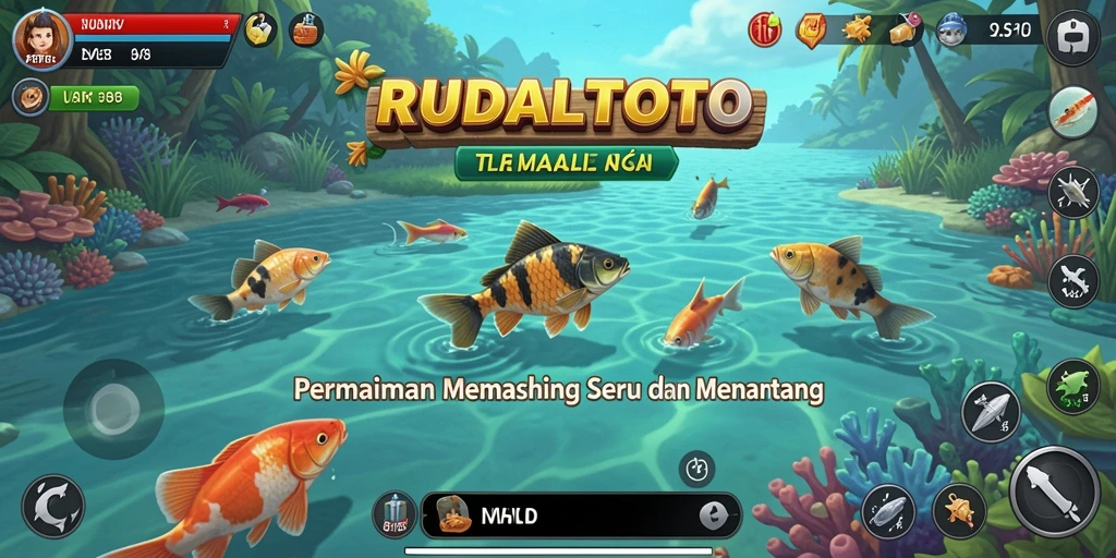 Tampilan gameplay mendebarkan dalam RUDALTOTO saat memancing.