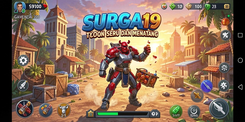 Tampilan gameplay SURGA19 yang menampilkan keseruan mengelola bisnis.