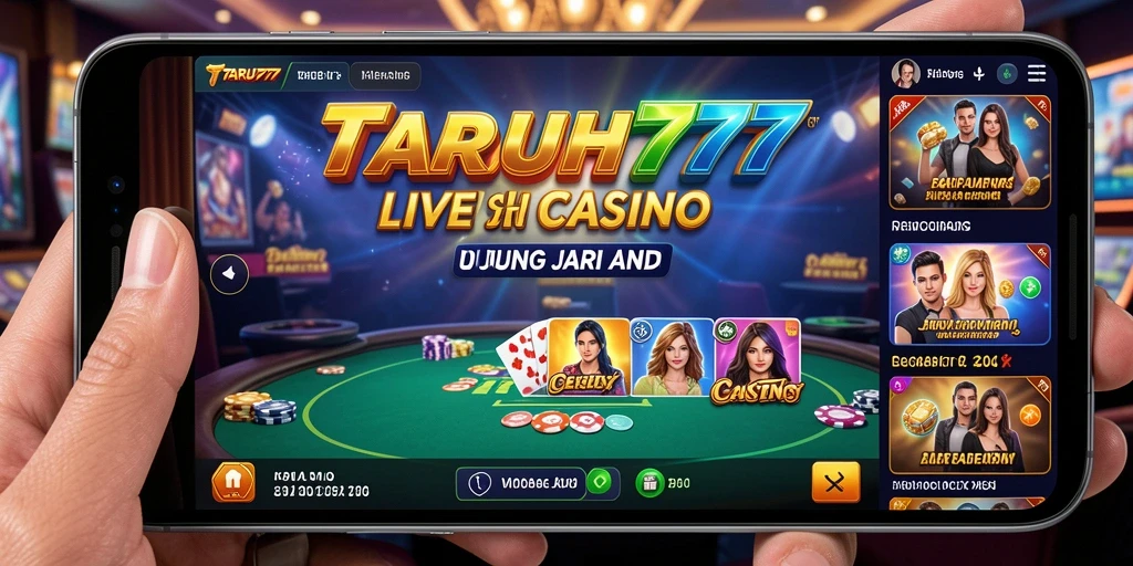 Screenshot gameplay TARUH777 menampilkan dealer langsung yang berinteraksi dengan pemain.