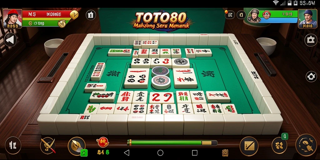 Tampilan gameplay TOTO80 dengan ubin Mahjong yang berwarna-warni dan mendebarkan.
