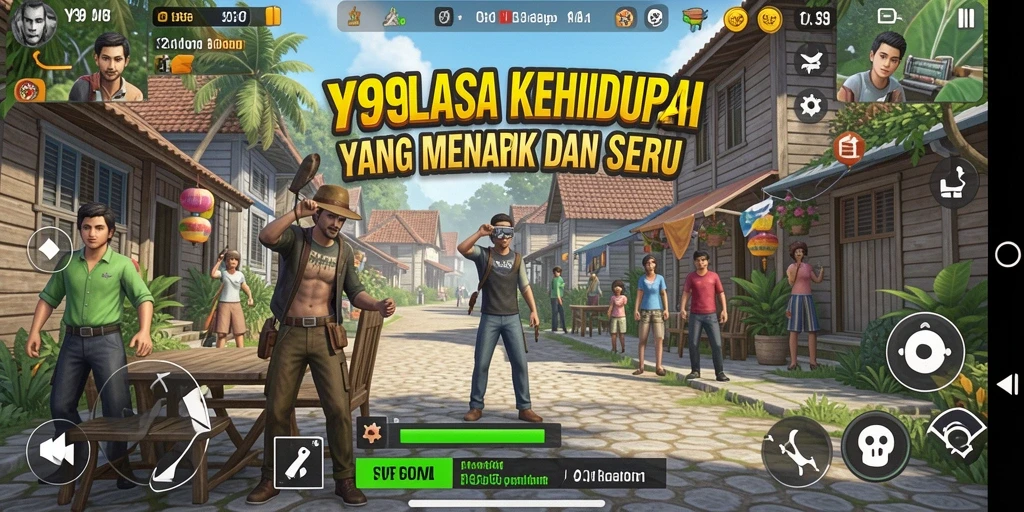 Tampilan gameplay Y89 yang menggambarkan kehidupan karakter yang dinamis dan interaktif.