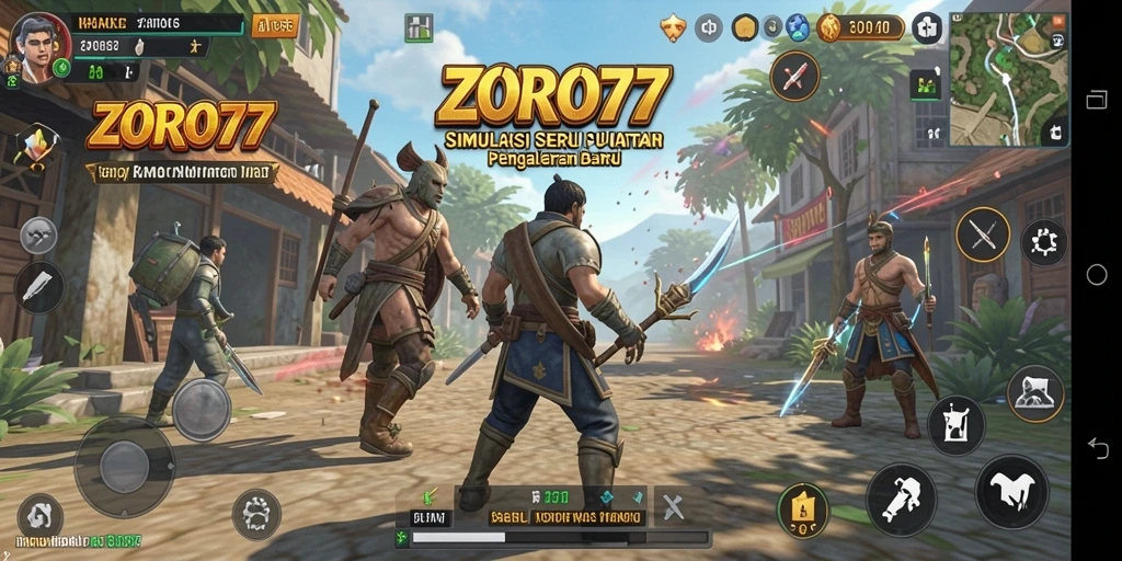 Screenshot ZORO77 menampilkan grafis gameplay yang mengesankan.